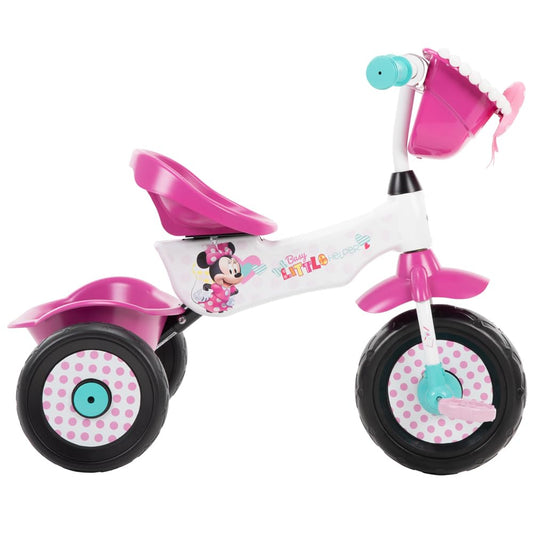 Huffy Disney Minnie Mouse Girl's Trike, Ideal for Ages 3+, Minnie Mouse Graphics, Pink Handlebar Bow Basket, Storage Bins for Snacks or Toys, Sturdy and Durable, Safe for Toddlers