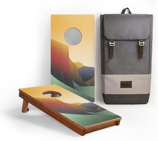 Elakai National Parks Series Premium Travel Cornhole Boards with Carry Case Backpack 1x2