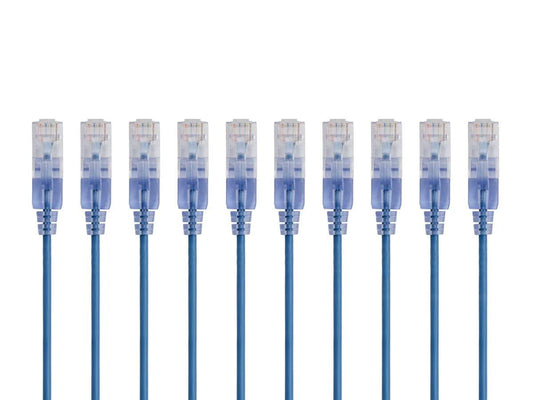 Cat6A 10-Pack, RJ45, 550Mhz, 10G, 30AWG, 0.5 Monoprice Ethernet Patch Cable - Snagless UTP, Pure Bare Copper Wire