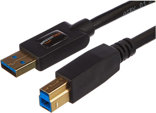 3.0 4.8Gbps 6 Amazon Basics USB-A to USB-B Cable, High-Speed with Gold-Plated Plugs, Foot, Black