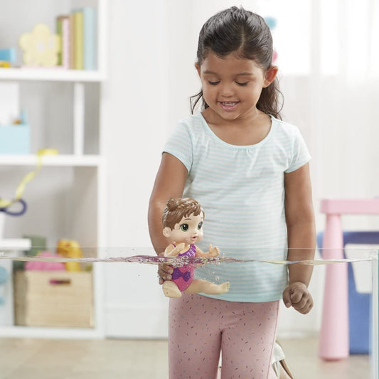 Baby Alive Splash'n Snuggle Baby Brown Hair Doll for Water Play, with Accessories