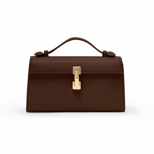 Clutch Purses for Women - Small Evening Bag - Trendy Top Handle Purse - Adjustable Crossbody Handbag PU Leather - Chocolate Brown