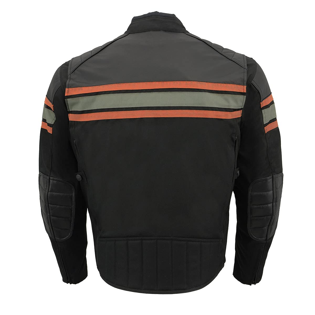 Milwaukee Leather MPM1751 Men's 'Burnt Orange' Leather and Textile Armored Jacket - Large,Black