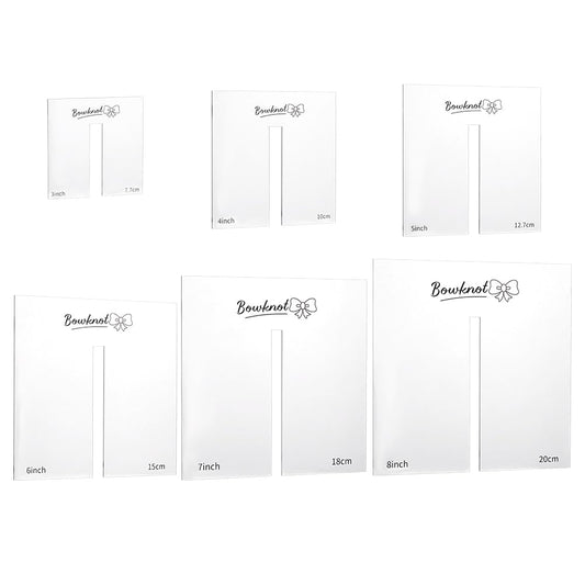 BENECREAT 6Pcs Bow Maker Templates, 3"/ 4"/ 5"/ 6"/ 7"/ 7.9" Acrylic Bow Tie Boards Craft Sewing Tool for Ribbon Bow Making Hair Bows Gift Bows Crafts Making, Slot: 0.39inch