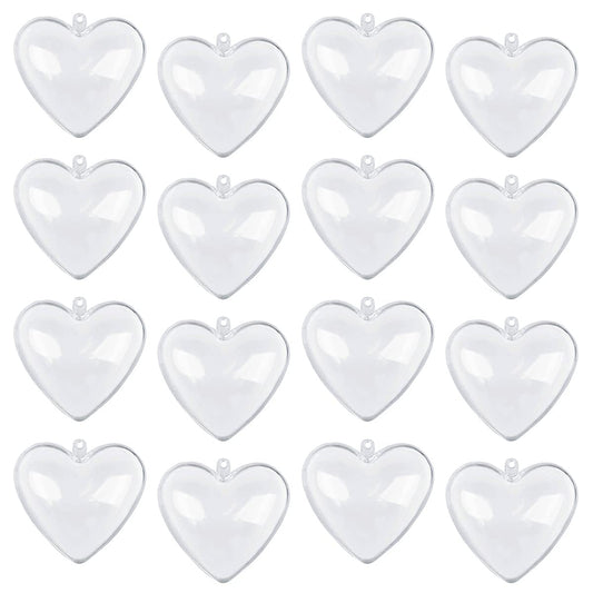 Jangostor 20 Packs Clear Heart Ornaments Balls Valentine‘s Day Ornaments Ball to Fill, DIY Plastic Fillable Valentine Decorations Tree Balls Baubles Craft Transparent Ball (6.5CM)
