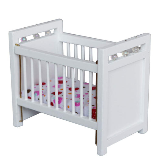 1:12 Scale Dollhouse Mini Crib: Wooden Baby Doll Crib for Dollhouse - Adorable Doll House Accessories and Furniture - Mini Baby Bed Cradle for Miniature Furniture 1 12 Scale 4.40 * 3.93 inches