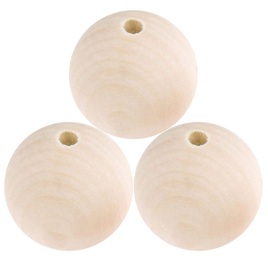TBFYS 1.6IN(40MM) Wood Beads for Crafts, Extra Large Wooden Balls Bead Unfinished Wood Spacer Beads with Large Holes for Macrame Farmhouse Country Garland Decor（20PCS）