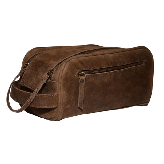 MILITARIA STUFFS Premium Buffalo Leather Unisex Toiletry Bag/Leather Travel Kit