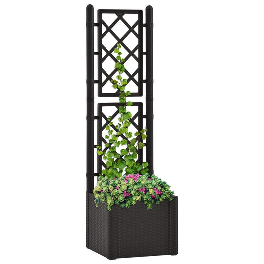 Makastle Garden Raised Bed with Trellis and Self Watering System Plastic Climbing Planter Rattan Design Planter Container Flower Box Garden Decoration 16.9" x 16.9" x 55.9"