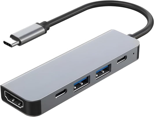 BJardinier 5 in1 4K Port,100W 3.0 2.0 USB C Hub HDMI Adapter, Docking Station with HDMI, USB C Data PD, and USB