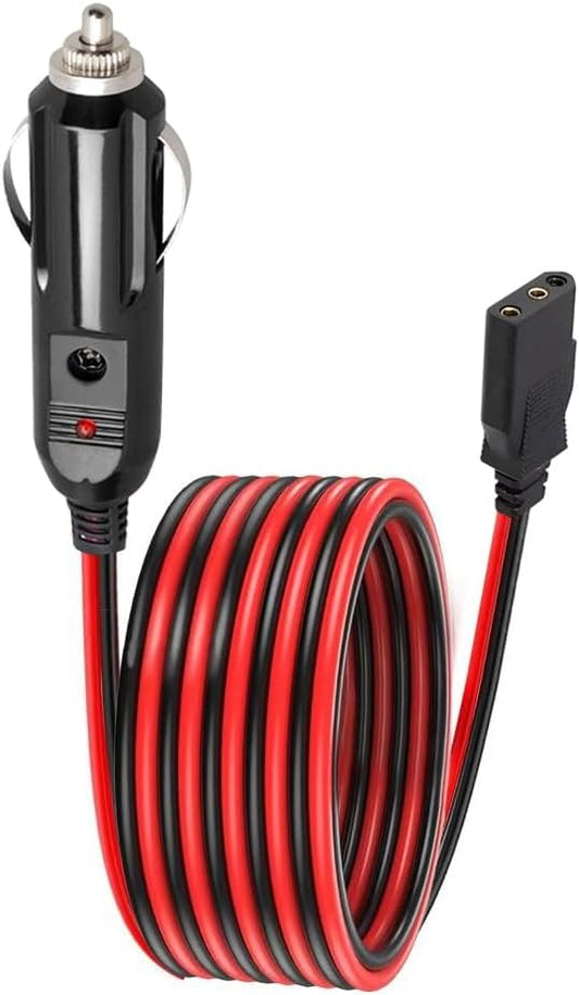 WoTravelPaL 3-Pin 2-Wire 16AWG 59 Inch, CB Radio Power Cord with Cigarette Lighter Plug, Fused Cable, Heavy-Duty Copper