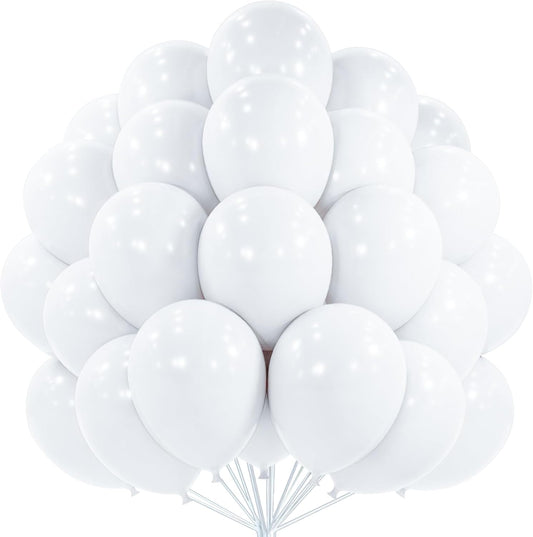 PartyWoo White Balloons - 101pcs 12 Inch Matte Latex for Weddings, Graduations, and Celebrations