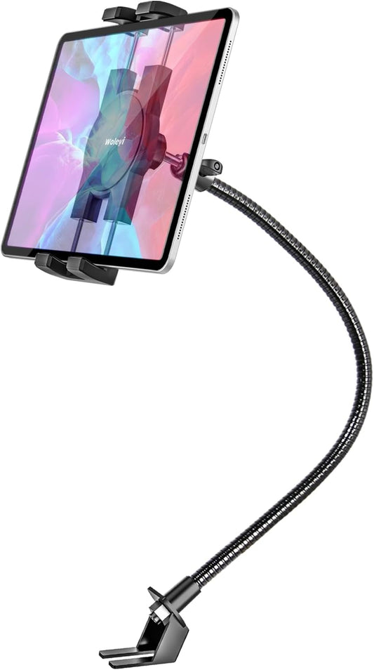 woleyi 20-inch 4-13" Car or Truck Seat Rail Tablet Mount, Heavy Duty Gooseneck Car Floor Tablet Holder Bolt Stand