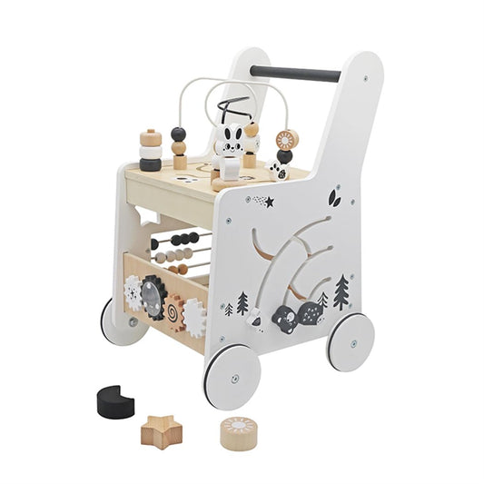 Wooden Baby Walker Activity Cubes,Baby Push Walker Toy for Toddler, 5in1 Montessori Learning&Educational Toys for 1+ Year Old Boy Girl | Sorting&Stacking | Bead Mazes and Counting Toys