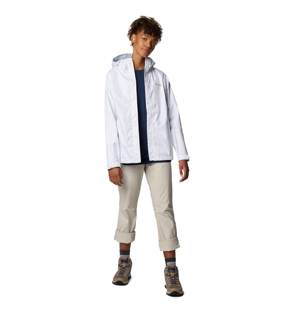 Columbia Womens Arcadia II Waterproof Rain Jacket, White/Cirrus Grey, Medium