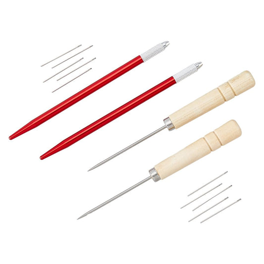 DICOSMETIC 14Pcs Doll Hair Rooting Holders Kit 0.6mm Doll Hair Rerooting Knitting Needles with Wood Awls Metal DIY Doll Wig Tool for Doll Wig Making Crafting
