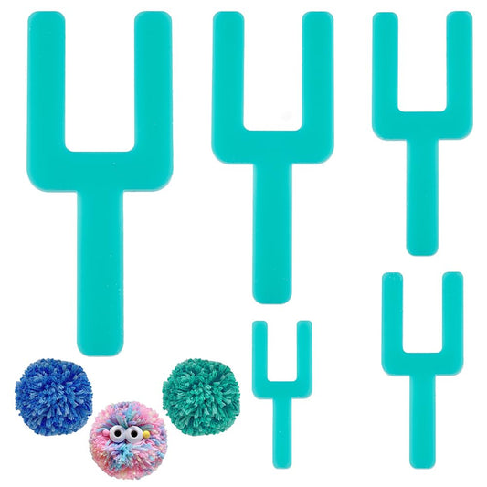 BENECREAT 5 Sizes Acrylic Pompom Maker Fluff Ball Weaver, Green Wool Ball Making Tool DIY Wool Knitting Craft Wool Tool for Yarn Crochet Knitting, 5mm Thick