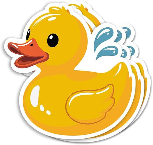 TNDesigns Cute Yellow Duck Splashing Water - Adorable Bathtub Rubber Duck Sticker with Playful Expression - Perfect