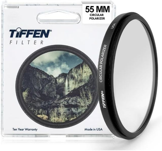 Tiffen 55CP 55mm Slim Circular Polarizer Filter for Camera Lens, Glare Control, Contrast Increase, Color Enhancing