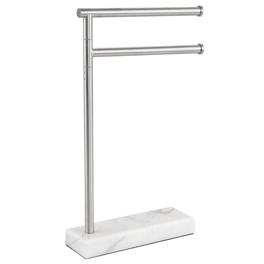 KES Hand Towel Holder Stand for Bathroom, Countertop Towel Stand Swivel with Marble Base, 17.3" 2 Arms Hand Towel Holder Freestanding Counter Top 18/8 Stainless Steel Brushed Finish, BTH233A-2