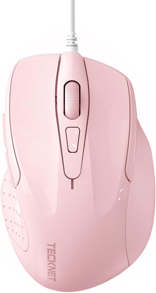 TECKNET 6-Button 4 5FT Wired Mouse, Corded with Adjustable DPI, Optical Ergonomic Design, Cord for Laptop, Chromebook