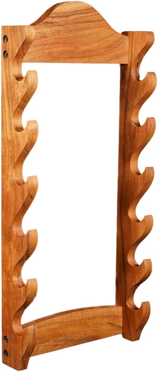 Mythrojan Medieval Sword Wall Mount Samurai Sword Display Stand Katana Sword Holder Gladiator Sword Wall Display Crusader Sword Stand Knife Stand for Display - 6 Tier Sword Stand, Natural