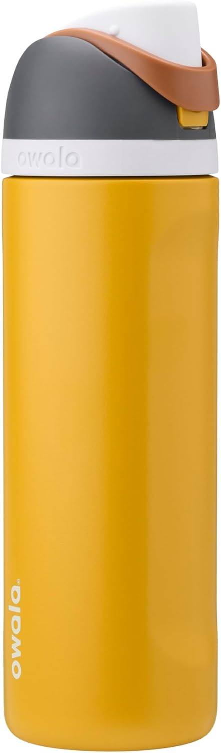 Owala FreeSip Insulated Stainless Steel Water Bottle - 24 oz BPA-Free for Sports & Travel | Grey/Yellow