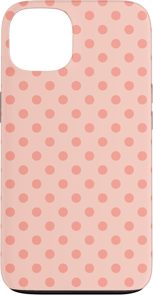 Classic Polka Dots Cases 13 Cute Light Coral or Salmon with peach colored polka dotted Case for iPhone
