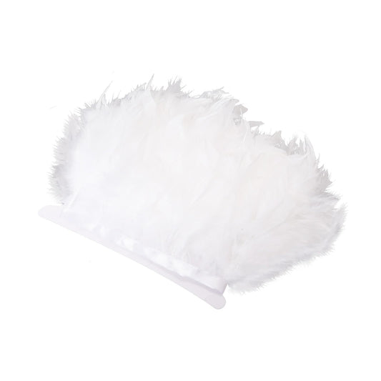 White Turkey Feathers Fringe Trim 5 Yards 4-6inch Fluffy Feather Trim Fashion Dress Sewing Crafts for DIY Handbag Costumes Wedding Decoration