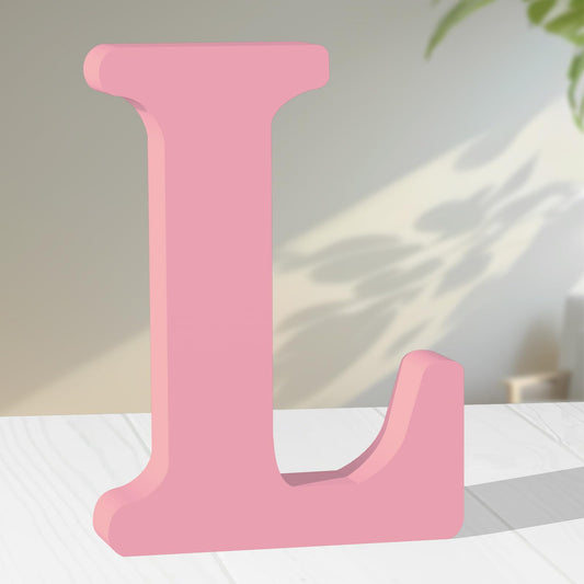 AOCEAN 10 Inch Pink Wood Letters Unfinished Wood Letters for Wall Decorative Pink Standing Letter Sign Board Decoration for Craft Home Party Decor Projects (L)