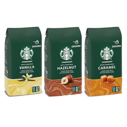 Starbucks Ground Coffee Variety Pack - Flavored Hot or Iced Coffee | Three 11 oz Bags