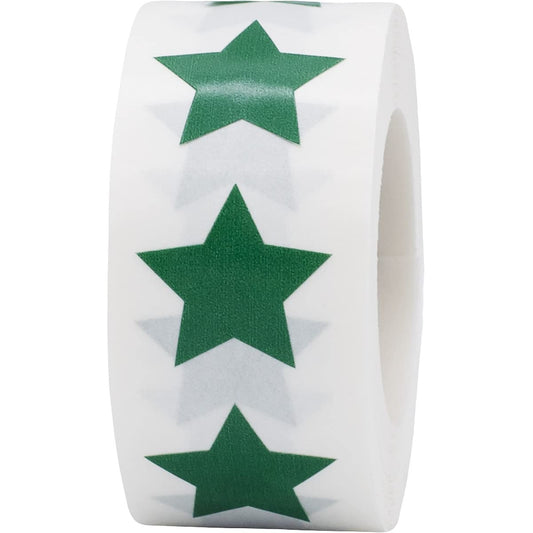 Green Star Stickers, 3/4" Inch, 500 Labels per Roll - Perfect for Reward Systems, Decorating, and Crafting in Schools, Offices, Home and Personal Use