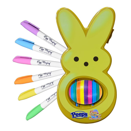 The Eggmazing Egg Decorator - Peeps Bunny - Arts and Craft Set Includes 6 Colorful Quick Drying, Non-Toxic Markers (Yellow), Ages 3 and Up