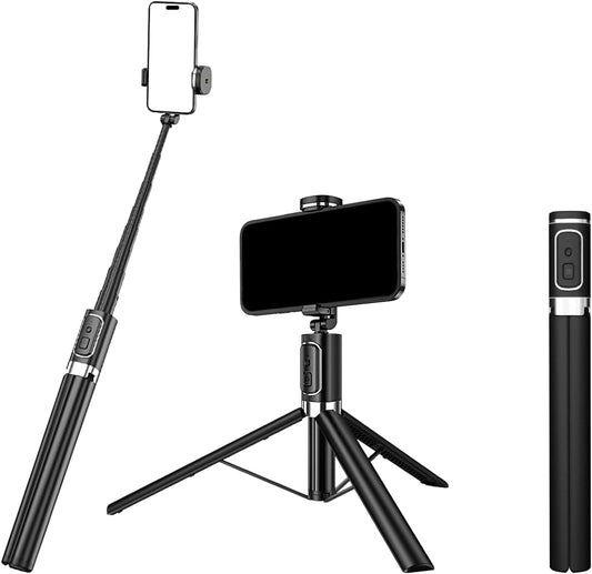 CAMBOFOTO 360 2-in-1 Selfie Stick Tripod,Compact Stand Stable, Rotating Head, Design for Selfies & Hands-Free Shots