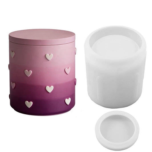 Heart Jar Resin Molds with Lid,Heart Shaped Cylindrical Mold Storage Box Silicone Molds for Epoxy Resin Casting DIY Valentine's Day Crafts