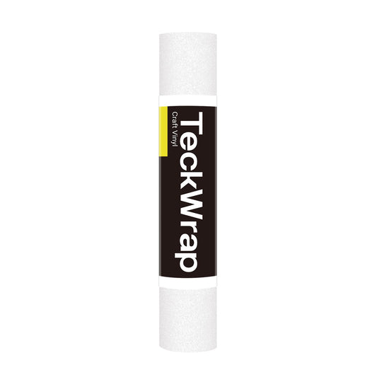 TECKWRAP White Permanent Glitter Vinyl – White Glitter Adhesive Vinyl Roll 1ft x 5ft, Shimmer Vinyl for DIY Crafts, Decals, Stickers