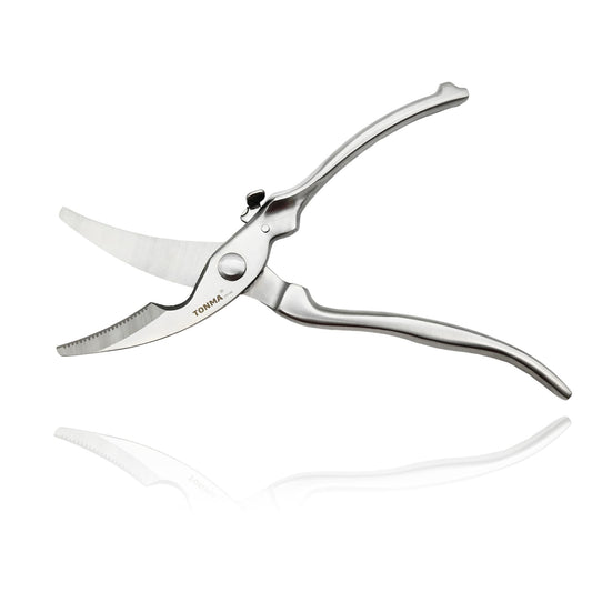 TONMA Poultry Shears Heavy Duty [Made in Japan] 10" Japanese Kitchen Scissors Restaurant Grade Stainless Steel Kitchen Shears All Purpose for Spatchcock Turkey, Butterflied Chicken, Crab, Seafood