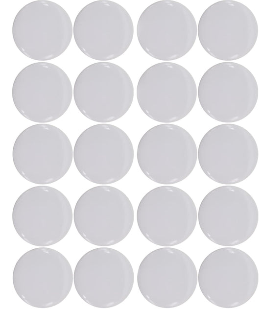 Plain white pinback buttons for DIY crafts - pack of 20 - GLOSSY (standard size, 2.25")