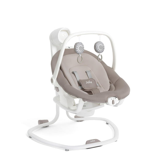 Joie Miso 2-in-1 Baby Swing & Rocker– Dual Motion Swing & Portable Rocker with 6 Speed Settings, Soothing Vibration, and 3 Recline Positions – Softglow Dimmable Light (Walnut)