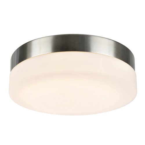 Aspen Creative 63002M-1 LED Medium Flush Mount Ceiling Light Fixture, Contemporary Design in Satin Nickel Finish, Frosted Glass Diffuser, 9" Diameter