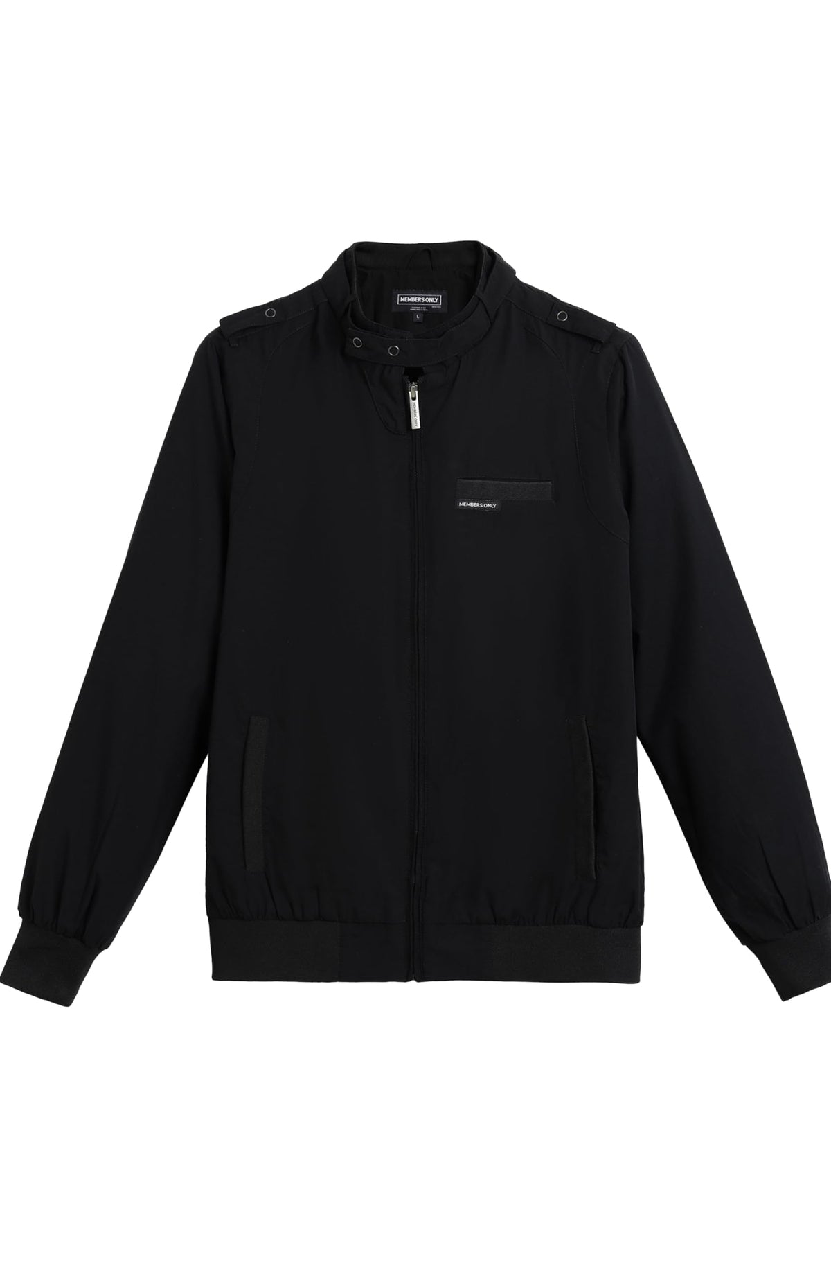 Members Only Men's Classic Iconic Racer, Slim Fit Jacket (Black, XL)