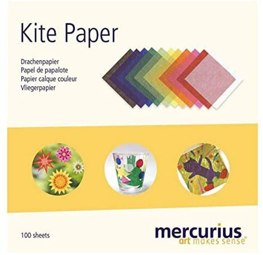 Mercurius Kite Paper 6"x6" – 100 Colored Transparent Sheets for Waldorf Stars, Origami, DIY Crafts, Suncatchers, Scrapbooking, Art Projects, Holiday Decorations, and Window Crafts