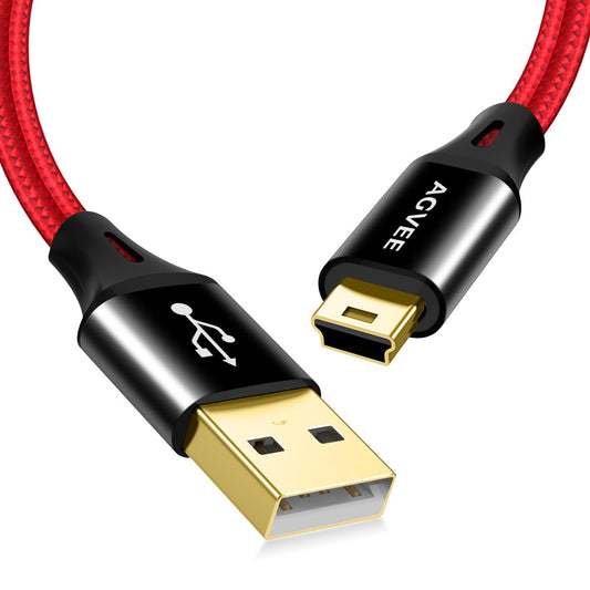 3.3ft TI-84, 4 3 2 PS3 AGVEE Mini USB Cable, Braided Durable USB-A to Mini-B Charger Charging Cord for Garmin GPS