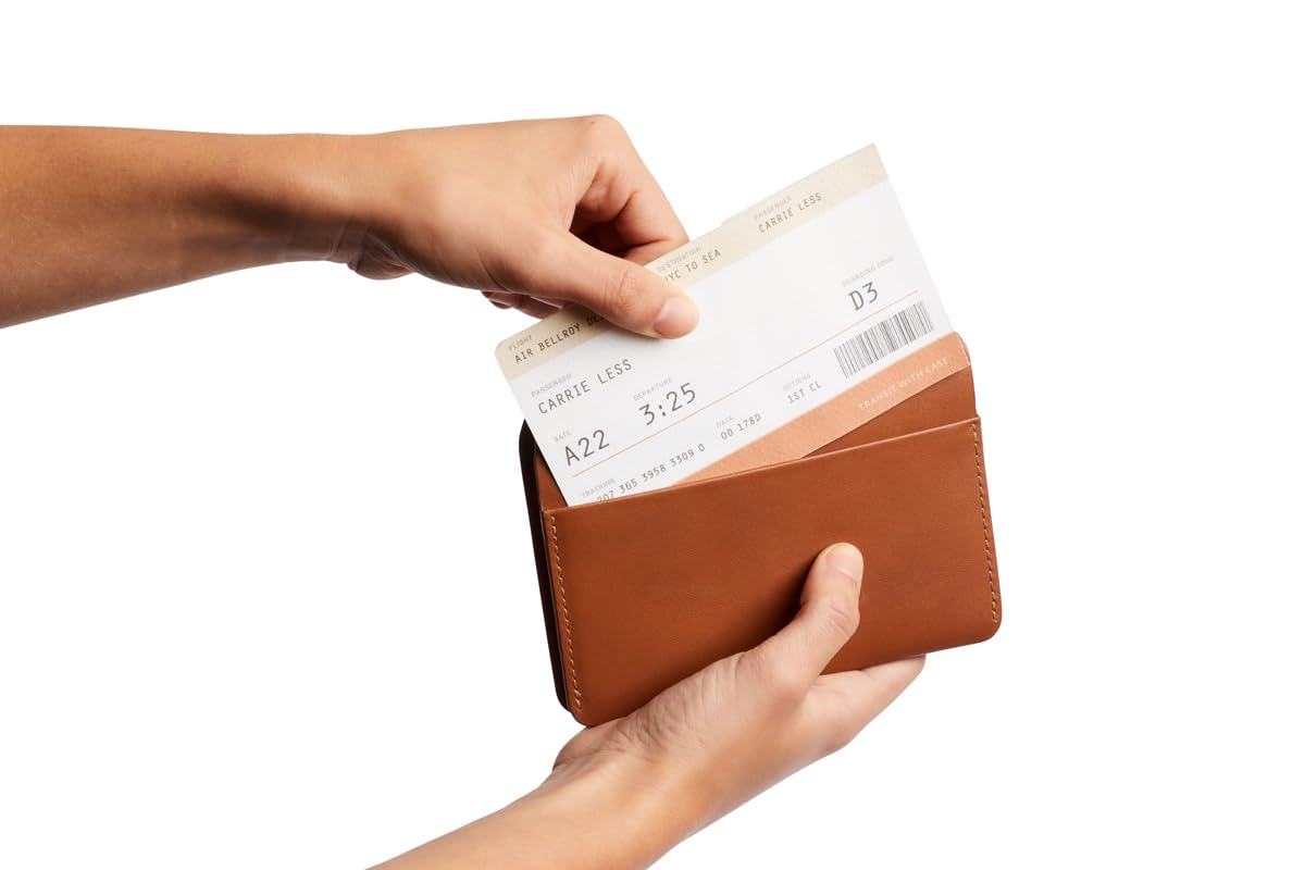 Bellroy Passport Cover (slimline travel wallet/pouch with card slots and space for cash plus travel documents) - Caramel