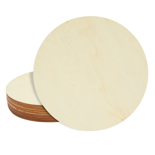 Juvale 10-Pack Wood Rounds - 8 in Diameter & 0.1 in Thick - Unfinished Wood Circles for Crafts & Engraving - DIY Coasters & Decoupage Blanks