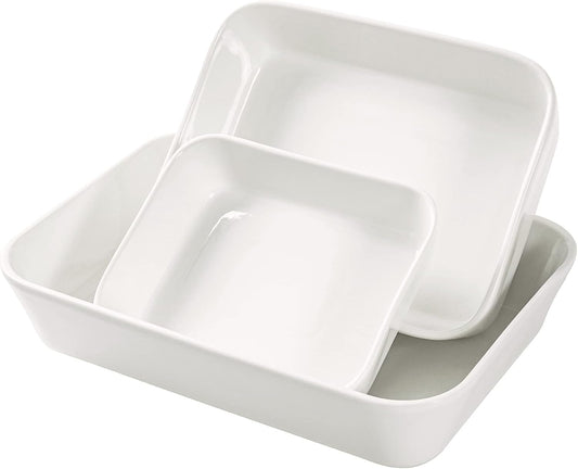 UNICASA Ceramic Oven Dishes - Set of 3 Rectangular Casserole Dishes | Non-Stick, White, 1000/2000/3500 ML