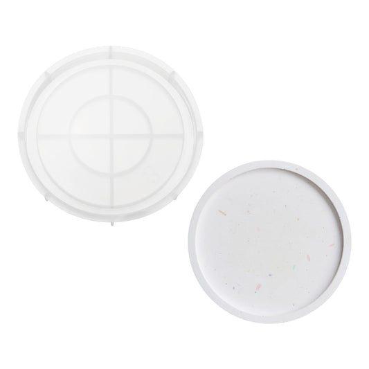 PATIKIL 8.3" Round Tray Resin Mould with Edge, Plate Silicone Moulds for Epoxy Resin Jewelry Storage Containers Blank Casting Mould for DIY Craft Home Decorations Making Tool, White