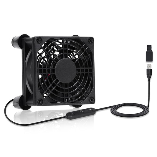 xiaoqijia 80mm 10-Speed IPX5 5V 12V Adjustable Cooling Case Fan for Receiver DVR Xbox TV Box Router USB/DC Power