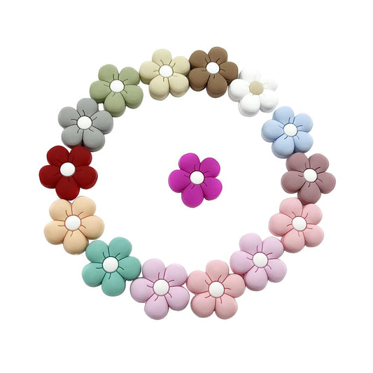 15Pcs Daisy Flower Beads Mix Color Sunflower Shaped Beads Knitting Needle Stoppers Focal Beads for Pens Loose Spacer Beads for Keychain Making Jewelry DIY Bracelets Knitting Needle Point Protectors