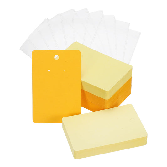 PATIKIL Earring Display Cards 200 Pcs Necklace Holder Cards with 200 Pcs Jewelry Packaging for Earring Necklace Jewelry Craft Display Packaging Supplies (Beige/Yellow, 3.5 x 2.4 Inches)